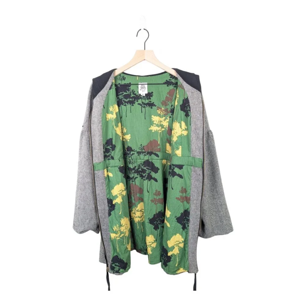 Ivy Jane | Lightweight Hooded Jacket | Heather Grey/Herringbone | Size XL - Picture 2 of 11